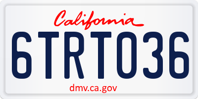CA license plate 6TRT036