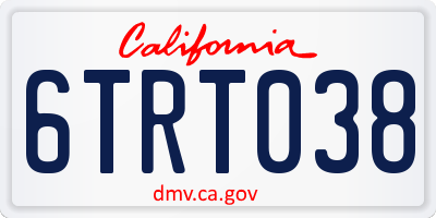 CA license plate 6TRT038