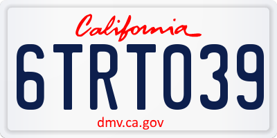 CA license plate 6TRT039