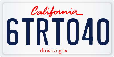 CA license plate 6TRT040