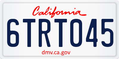 CA license plate 6TRT045