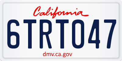 CA license plate 6TRT047