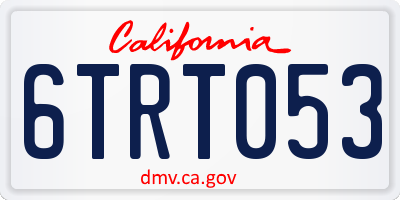 CA license plate 6TRT053
