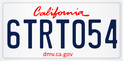 CA license plate 6TRT054