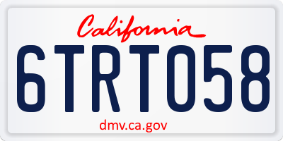CA license plate 6TRT058