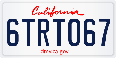 CA license plate 6TRT067