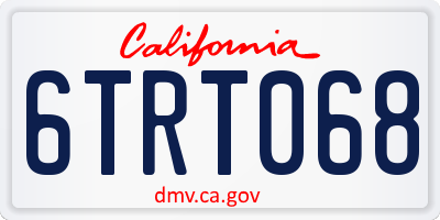 CA license plate 6TRT068