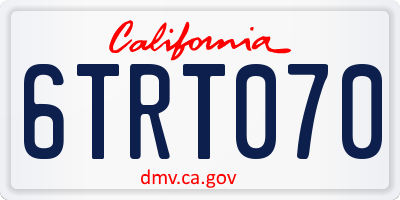 CA license plate 6TRT070