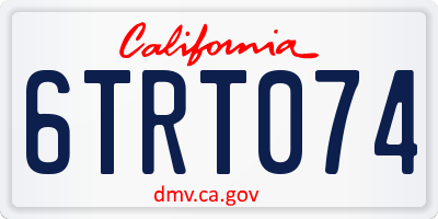 CA license plate 6TRT074