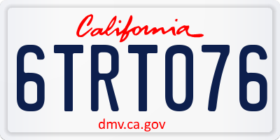 CA license plate 6TRT076