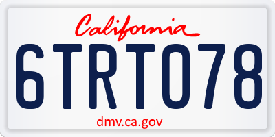 CA license plate 6TRT078
