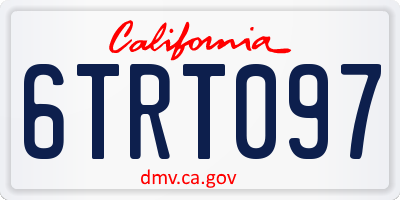 CA license plate 6TRT097