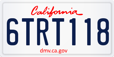 CA license plate 6TRT118