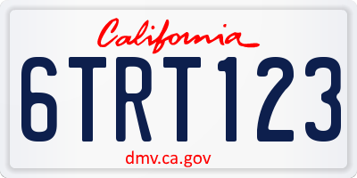 CA license plate 6TRT123