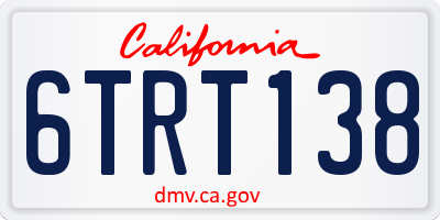 CA license plate 6TRT138