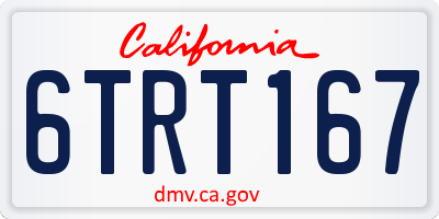 CA license plate 6TRT167