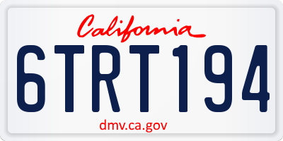 CA license plate 6TRT194