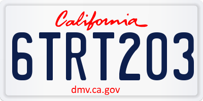 CA license plate 6TRT203
