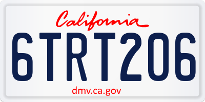 CA license plate 6TRT206