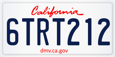 CA license plate 6TRT212