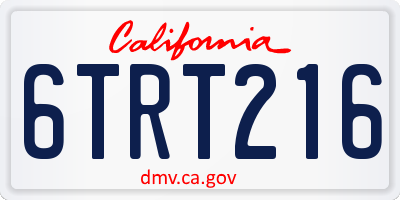 CA license plate 6TRT216