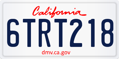 CA license plate 6TRT218