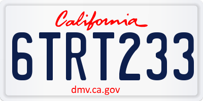 CA license plate 6TRT233