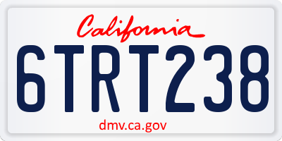CA license plate 6TRT238