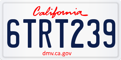 CA license plate 6TRT239