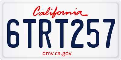 CA license plate 6TRT257