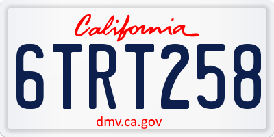 CA license plate 6TRT258