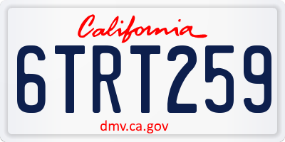CA license plate 6TRT259