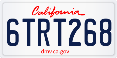 CA license plate 6TRT268