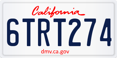 CA license plate 6TRT274