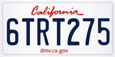 CA license plate 6TRT275