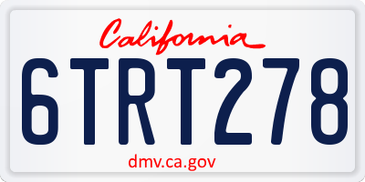 CA license plate 6TRT278