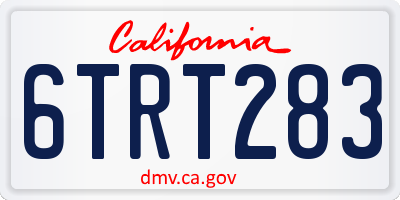 CA license plate 6TRT283