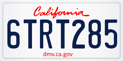 CA license plate 6TRT285
