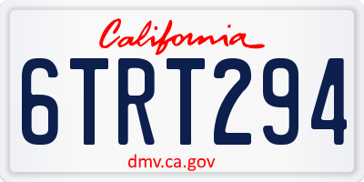 CA license plate 6TRT294