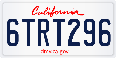 CA license plate 6TRT296