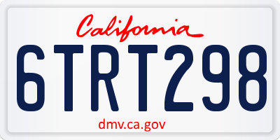 CA license plate 6TRT298