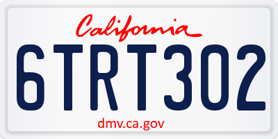 CA license plate 6TRT302