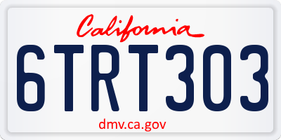 CA license plate 6TRT303
