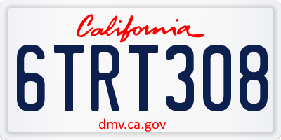 CA license plate 6TRT308