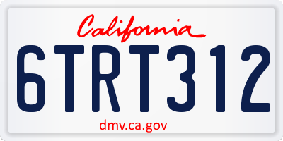 CA license plate 6TRT312