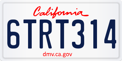 CA license plate 6TRT314