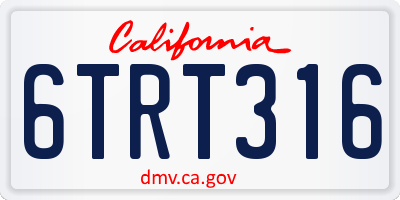 CA license plate 6TRT316