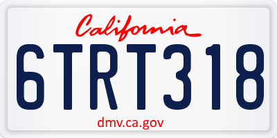 CA license plate 6TRT318