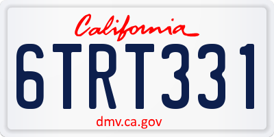 CA license plate 6TRT331