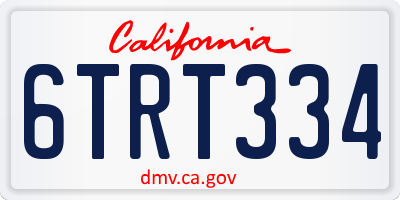 CA license plate 6TRT334